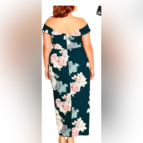Emerald floral off shoulder maxi dress. Wedding guest dress originally $169 - Picture 2 of 2